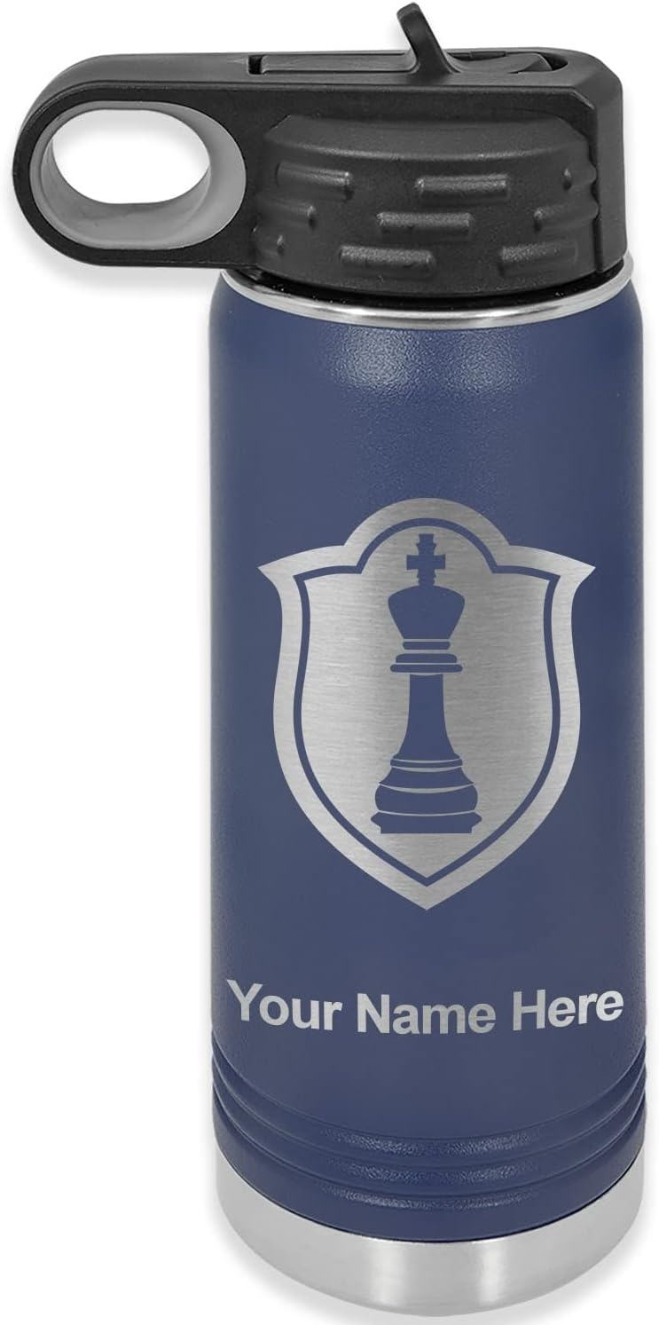 Link to Stainless Steel Double Wall Vacuum Insulated with Flip Top Straw, Custom Engraved Gift